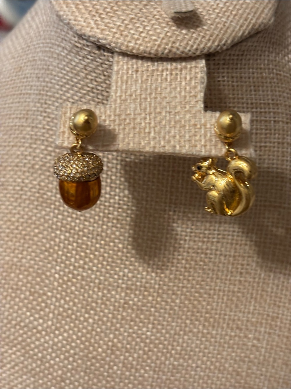 kate spade Gold Tone Acorn and Squirrel Drop Earrings with Amber Accent